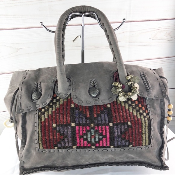 simone camille Handbags - B143 Simone Camile Suede & Tapestry Boho Tote bag
